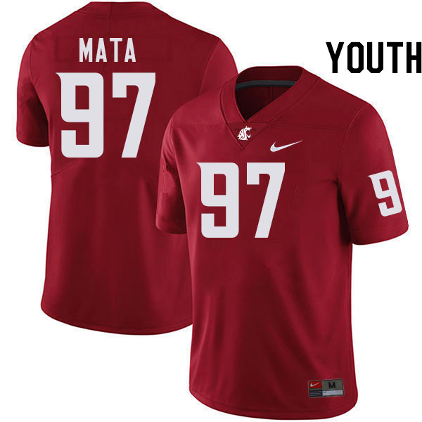 Youth #97 Aden Mata Washington State Cougars College Football Jerseys Stitched-Crimson